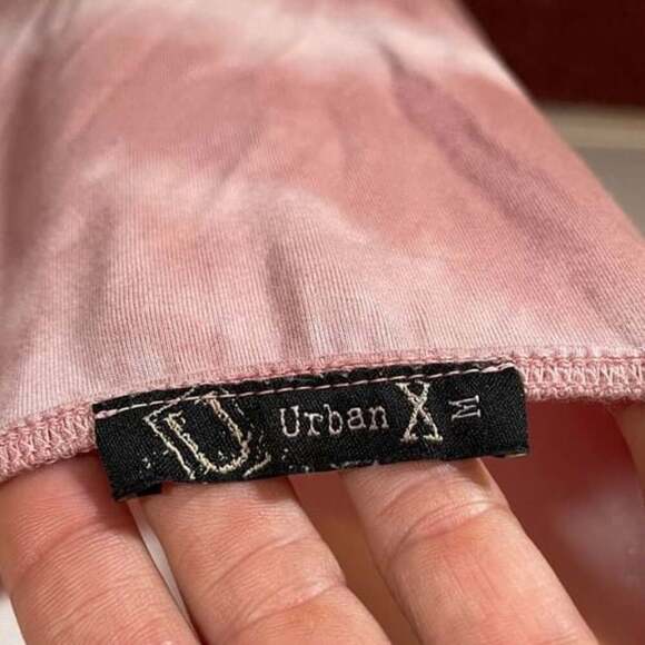 Urban X Pink Tie-Dye Stretch Crew-Neck Cross Back Casual Maxi Dress Size Med - Picture 2 of 5